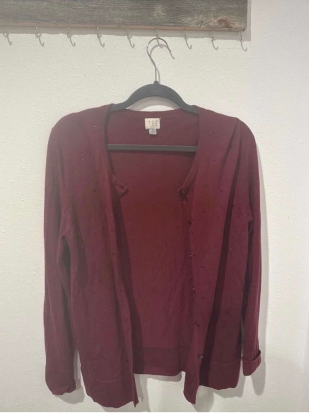 a new day Burgundy Open-Front Cardigan Sweater